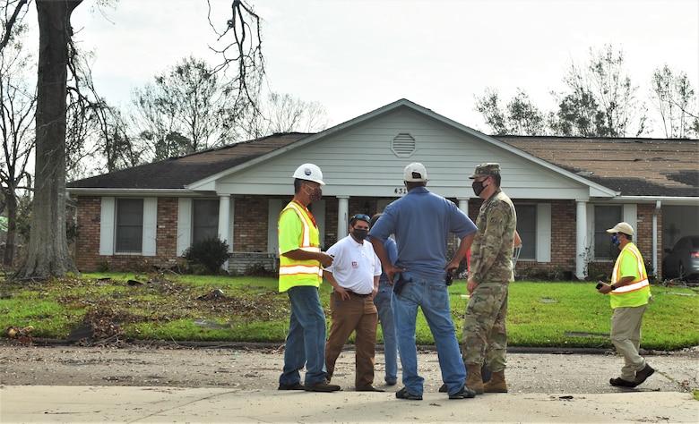 U.S. Army Corps of Engineers contractors in Lake Charles, Louisiana, installed reinforced plastic sheeting today, Sept. 5,  for the first home to benefit from Operation Blue Roof since Hurricane Laura. The program, managed by the U.S. Army Corps of Engineers for the FEMA Federal Emergency Management Agency, reduces further damage to property until permanent repairs can be made. This is a free service to homeowners. Parties affected by Hurricane Laura are encouraged to submit a Right-of-Entry application. To learn more about Operation Blue Roof and to apply, visit: https://www.usace.army.mil/BlueRoof/  (USACE Photos by Jessica Haas)