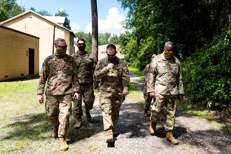 Photo of command chief speaking with Moody leadership