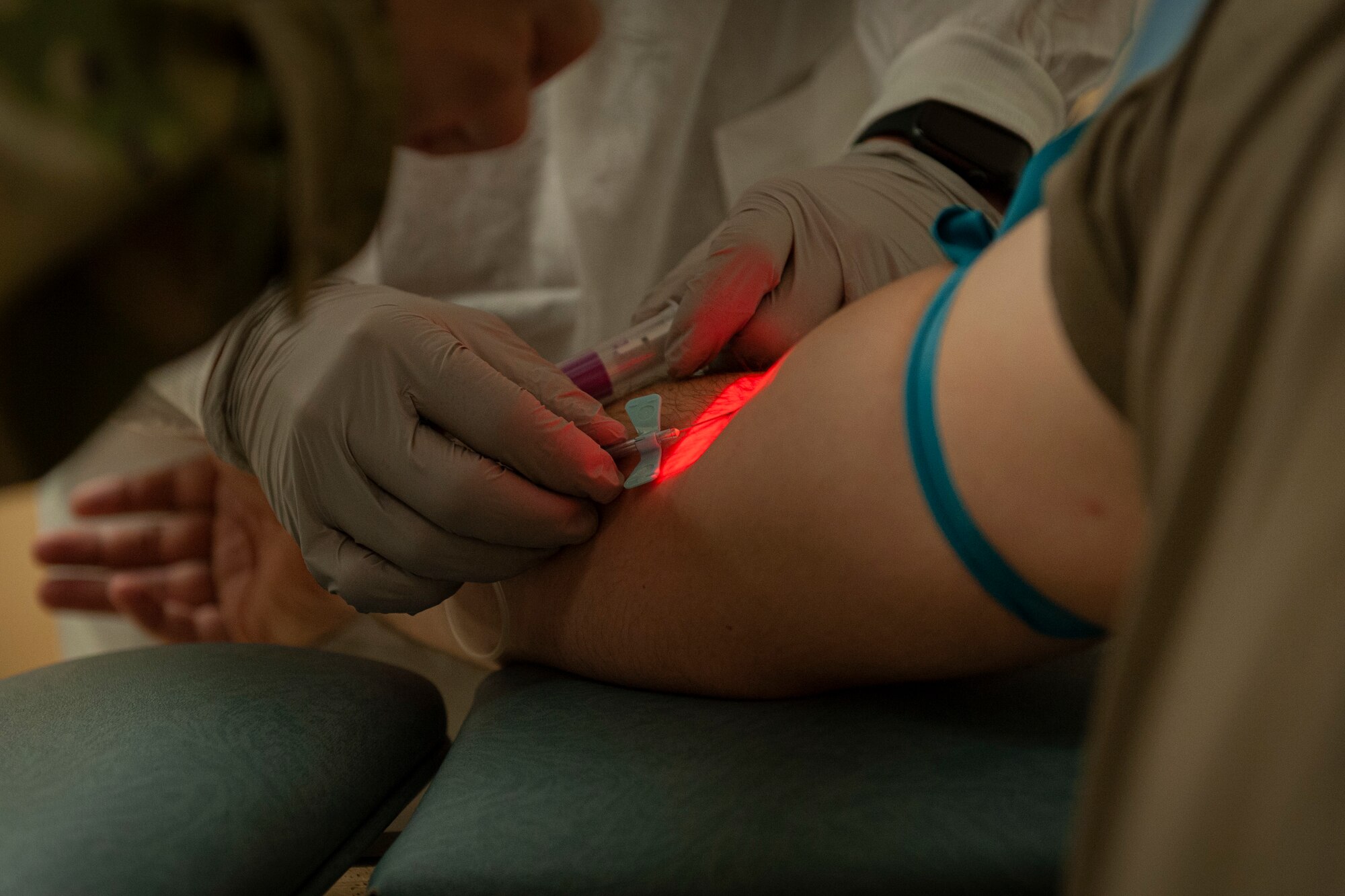 Photo of Chief Wilfong drawing blood