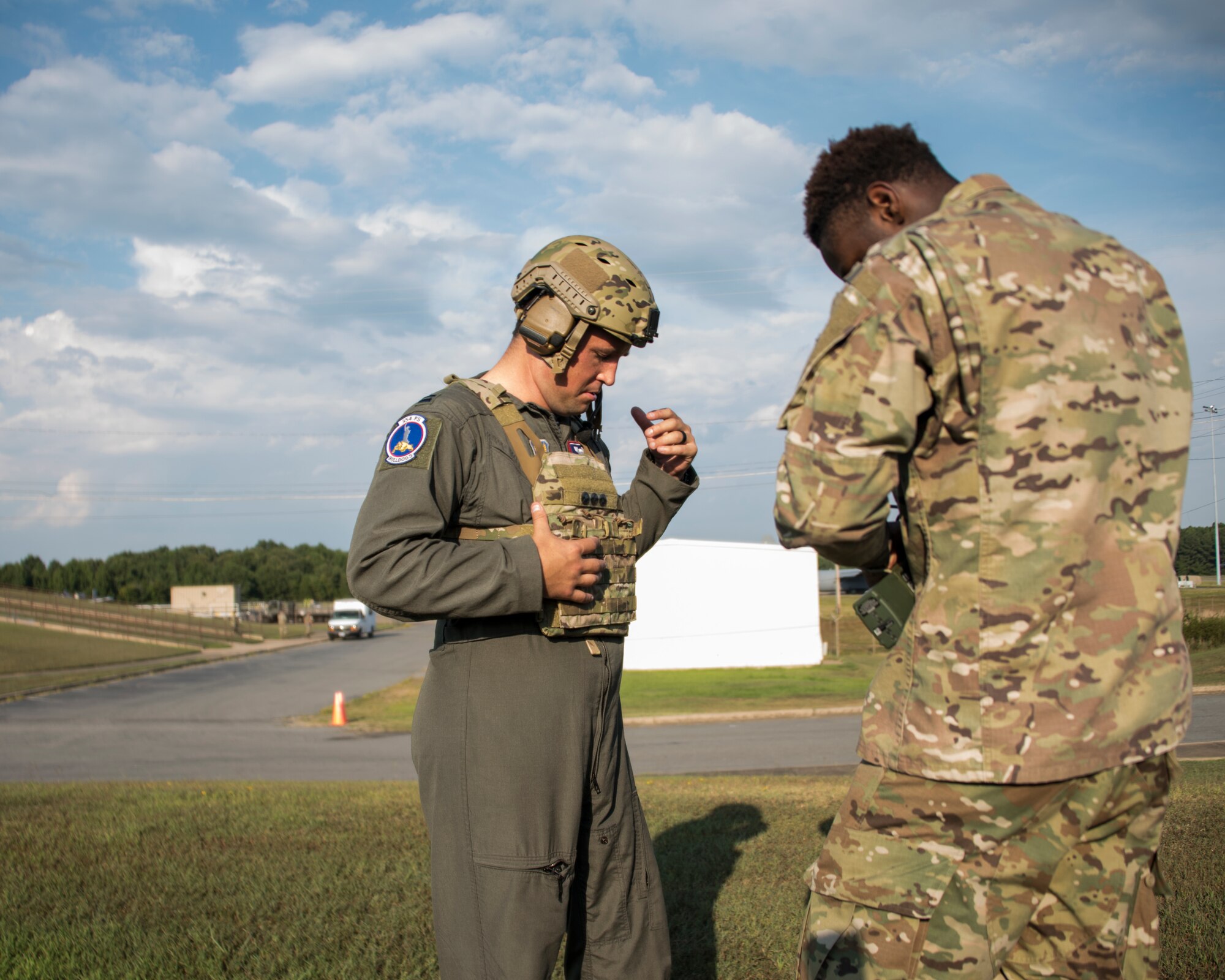 A photo of Airmen setting up equipment