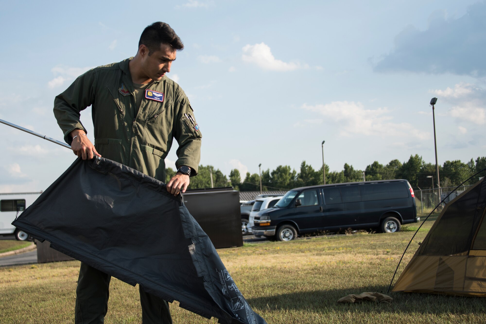 A photo of Airmen setting up equipment