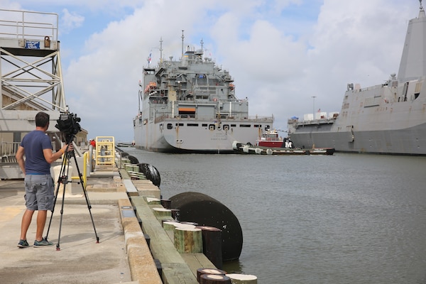 Military Sealift Command's Combat Logistics Force ship USNS Robert E. Peary (T-AKE 5) and the ship's 110 civilian mariners return to Naval Station Norfolk after a seven-month deployment in 2nd, 5th, and 6th Fleets, Sept. 8.