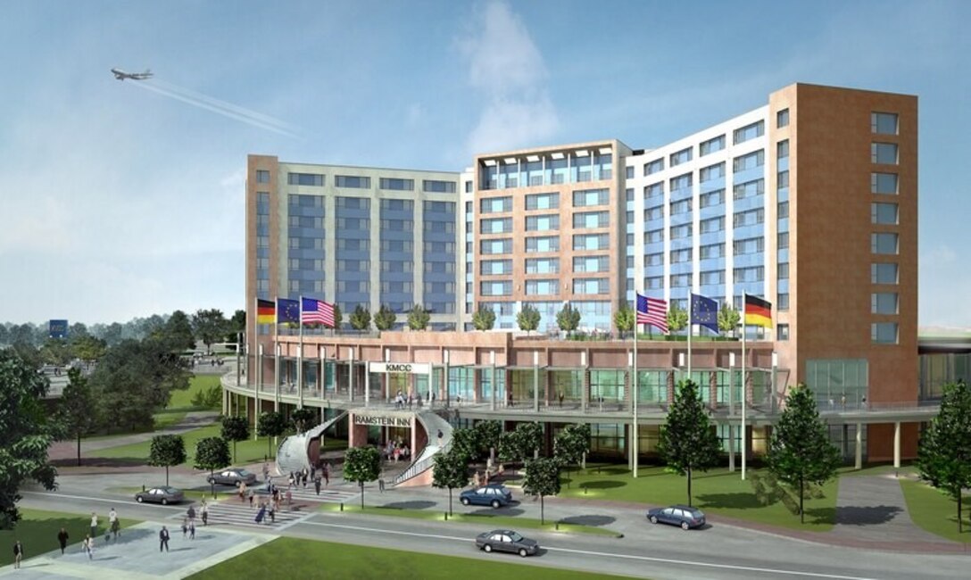 An artist's design concept rendering is shown of the Kaiserslautern Military Community Center. The overall design won a 2006 Air Force Design Award for outstanding design concept. (Courtesy USAFE News Service)