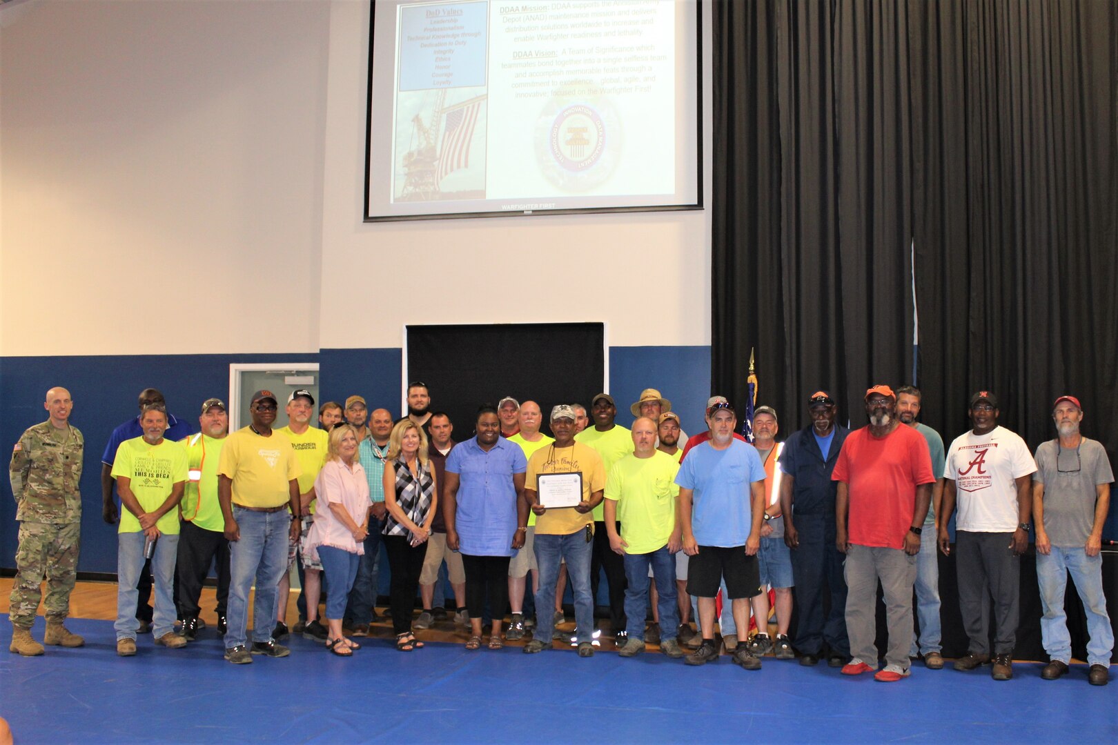 DLA Distribution Anniston Vehicles and Artillery division is awarded the DLA Distribution Large Team of the Year award