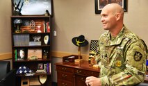 Command Sgt. Maj. Kelly M. Hart, 1st Space Brigade command sergeant major, discusses his leadership philosophy in his office at Fort Carson, Colorado, Sept. 9. Hart assumed responsibility of the brigade in July. (U.S. Army photo by Staff Sgt. Aaron Rognstad/RELEASED).
