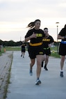 Alaska Army National Guard Staff Sergeant Bethany Hendren completes her 100 mile challenge at Fort Hood, Texas, May 22, 2020. She accepted this challenge from Sergeant 1st. Class Adam Mcquiston currently stationed in Germany, as part of the Better Opportunities for Single Soldiers fitness program. (U.S. Army National Guard Photo by SGT Heidi Kroll)