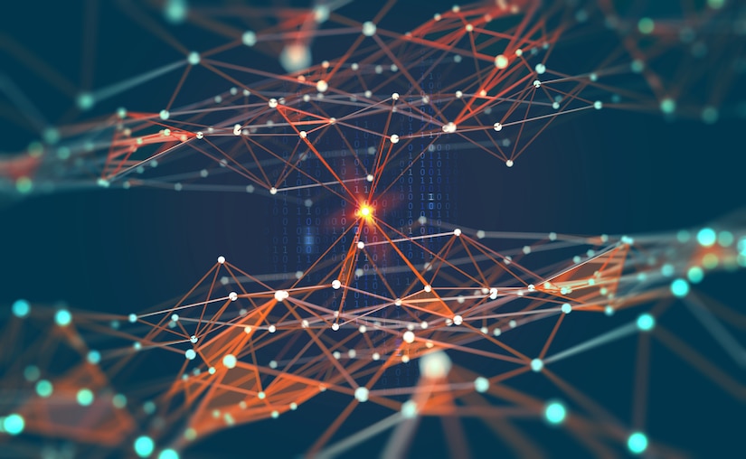 A graphic shows multiple colored lines connecting at angles.