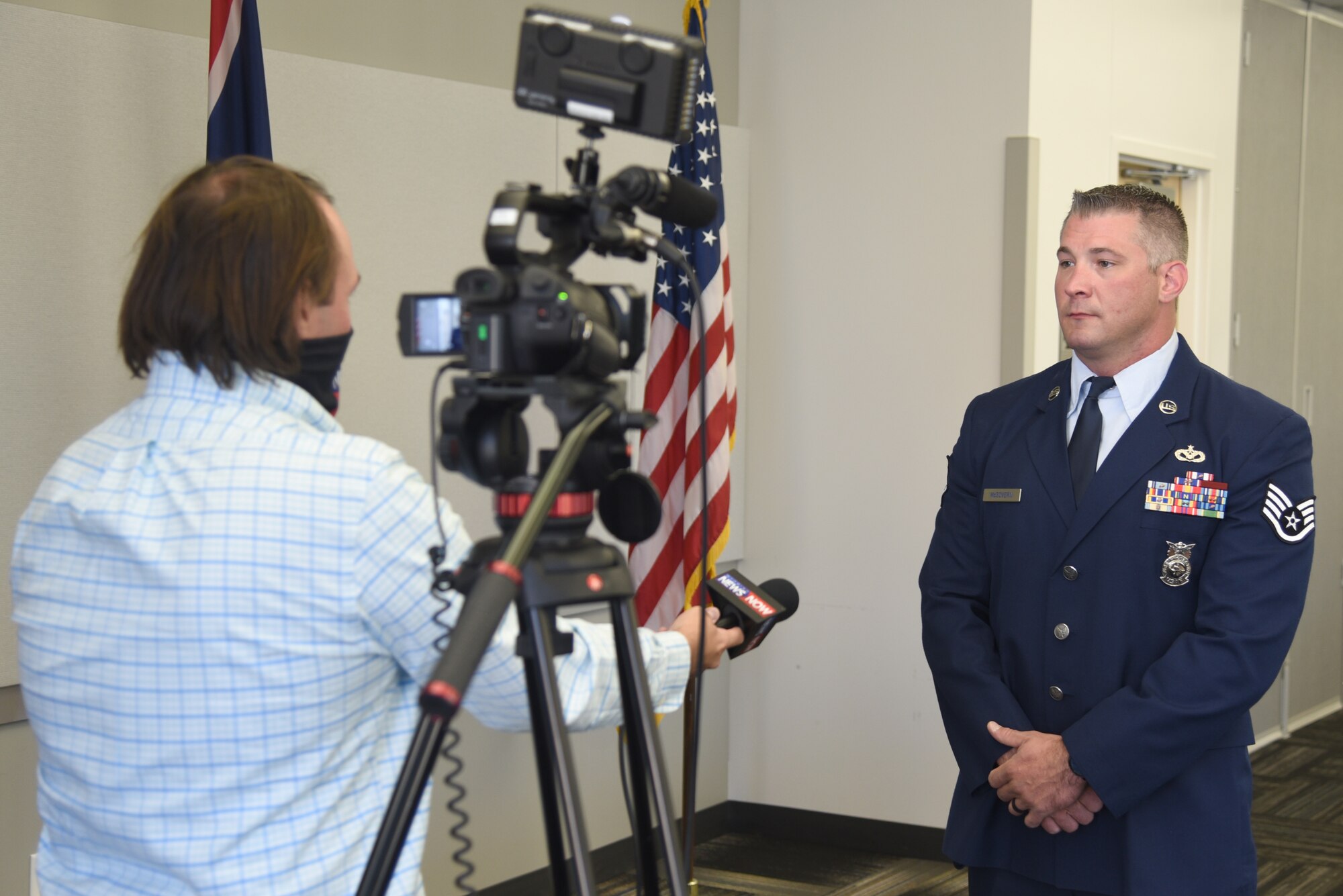 Sergeant McGovern talks to the press