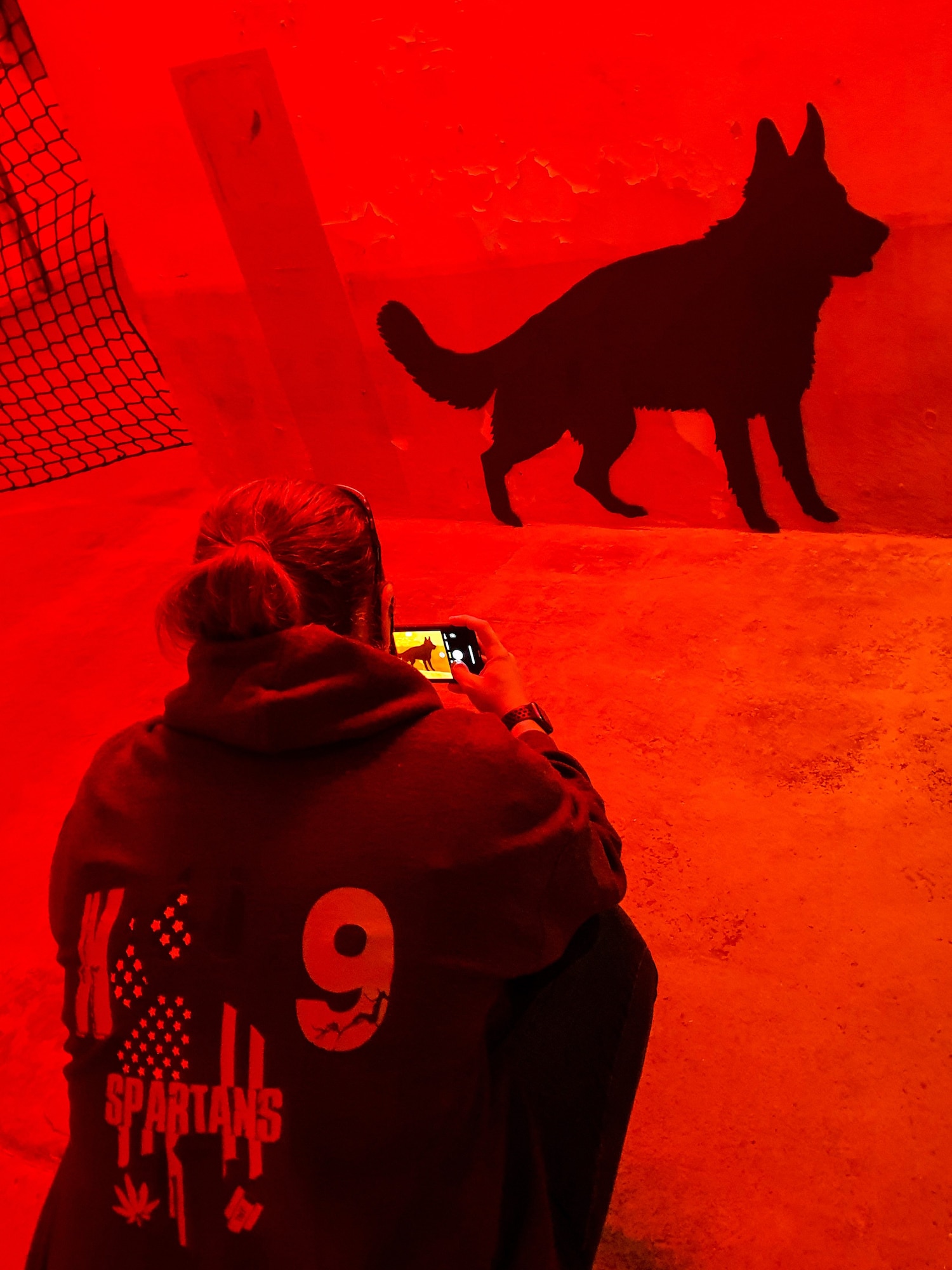 U.S. Air Force Staff Sgt. Lisa Kiesewetter, 86th Security Forces Squadron military working dog trainer, takes a photo at former U.S. Army Ordnance Depot Maßweiler, Germany, Sept. 4, 2020. The mission of military working dogs, along with their handlers are vital to protecting assets and personnel by detecting the presence of drugs or explosives. (U.S. Air Force photo by Tech. Sgt. J. Smith)