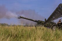 U.S. Marines with 2nd Battalion, 10th Marine Regiment, 2nd Marine Division, fire an M777A2 Howitzer during a live-fire range at Camp Lejeune, North Carolina, Aug. 27, 2020. The live-fire training promotes readiness and combat mindsets for the Marines. (U.S. Marine Corps photo by Lance Cpl. Reine Whitaker)