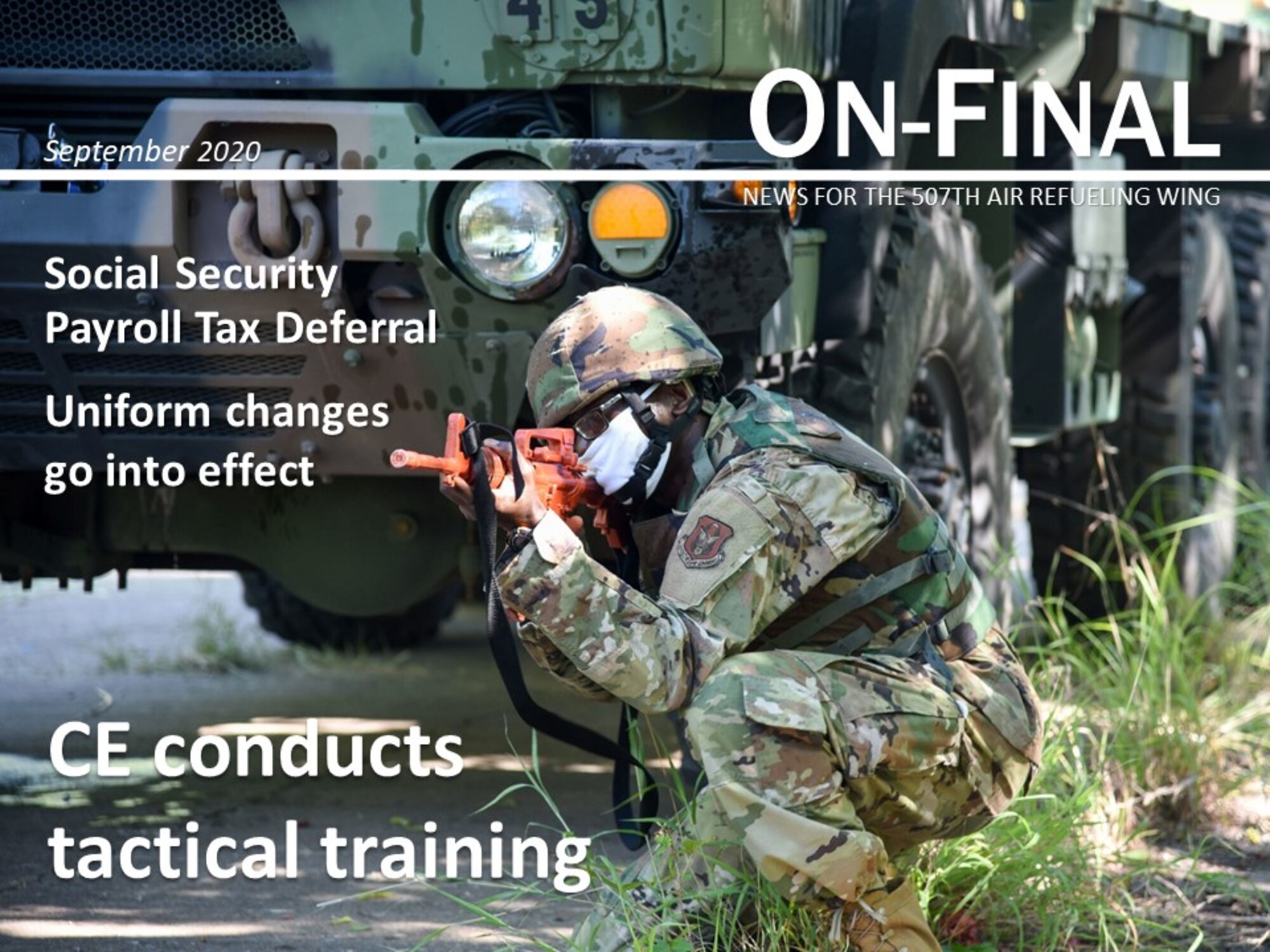 Airmen from the 507th Civil Engineer Squadron participate in a convoy field training exercise at Glenwood Training Annex, Tinker Air Force Base, Oklahoma, Aug. 2, 2020. The scenario-driven training exercise simulates the squadron’s ability to operate in a forward-deployed location. (U.S. Air Force graphic by Senior Airman Mary Begy)