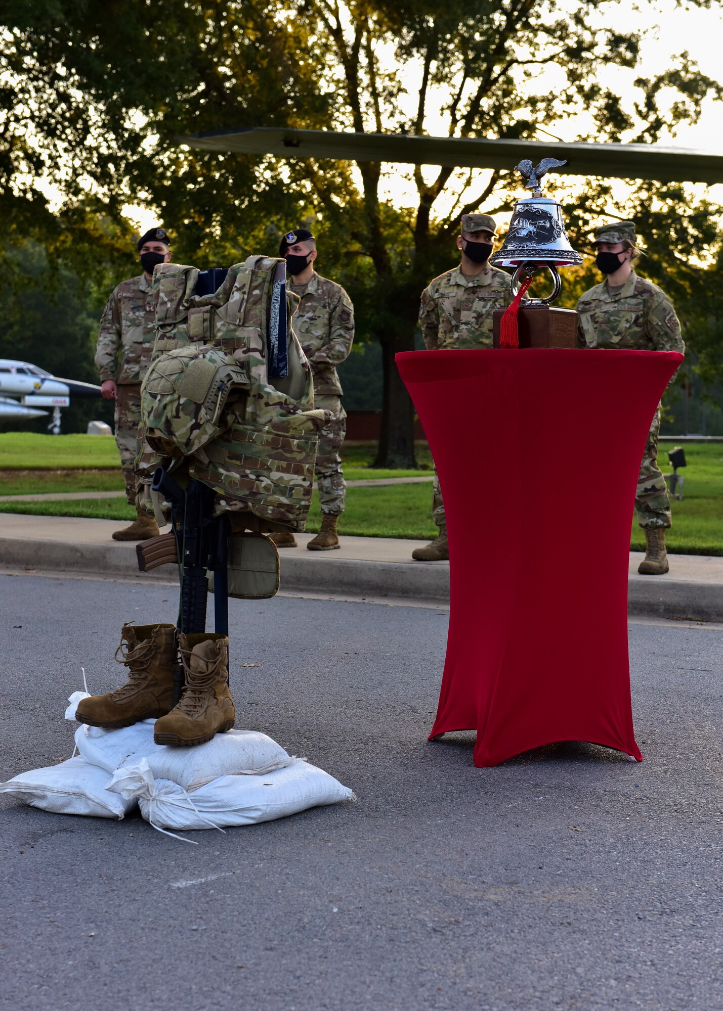 Airmen prepare to conduct a remembrance ceremony