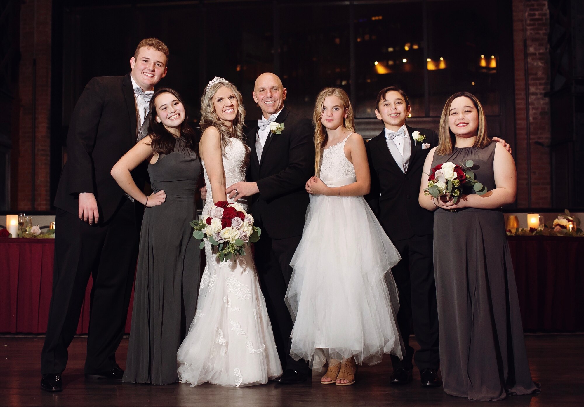 Staff Sgt. Juliet Louden, the NCOIC of community engagement assigned to the 910th Airlift Wing public affairs office, smiles at her wedding with her new blended family on Nov. 15, 2019 at Windows on the River in Cleveland, Ohio.