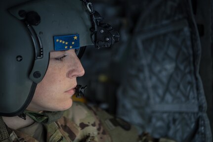 U.S. Army Warrant Officer 1 Amanda Lopez, a pilot with the 2nd Battalion, 211th Aviation Regiment, prepares for take-off to Deadhorse, Alaska, in a CH-47 Chinook on Feb. 24, 2020, at Joint Base Elmendorf-Richardson, Alaska. The Alaska National Guard is hosting Exercise Arctic Eagle 2020, a joint-training exercise, Feb. 20 to March 6, 2020 throughout Alaska, including Joint Base Elmendorf-Richardson, Eielson Air Force Base, Fort Wainwright, the Yukon-Kuskokwim Delta and as far north as Teshekpuk Lake. As a homeland security and emergency response exercise, Arctic Eagle 20 is designed to increase the National Guard’s ability and effectiveness to operate in the extreme cold-weather conditions found in Arctic environments. (U.S. Air Force photo by Tech. Sgt. Amy Picard)