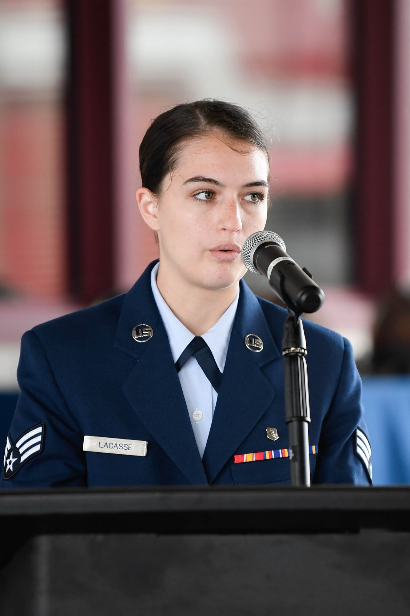Senior Airman Kathleen Lacasse, 436th Health Care Operations Squadron Ambulance Response Team aerospace medical technician, reads the Emergency Medical Services Prayer during the 19th Anniversary 9/11 emorial event Sept. 11, 2020, at Dover Air Force Base, Delaware. Members of Team Dover volunteer to participate in the annual memorial event to remember and honor the civilian casualties and the fallen firefighters, police officers and first responders. (U.S. Air Force photo by Mauricio Campino)