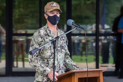 Norfolk Naval Shipyard Commander, Capt. Kai Torkelson, spoke at the Patriot Day Ceremony at America’s Shipyard, sharing how NNSY provided aid during 9/11, and the work and commitment being continued today.