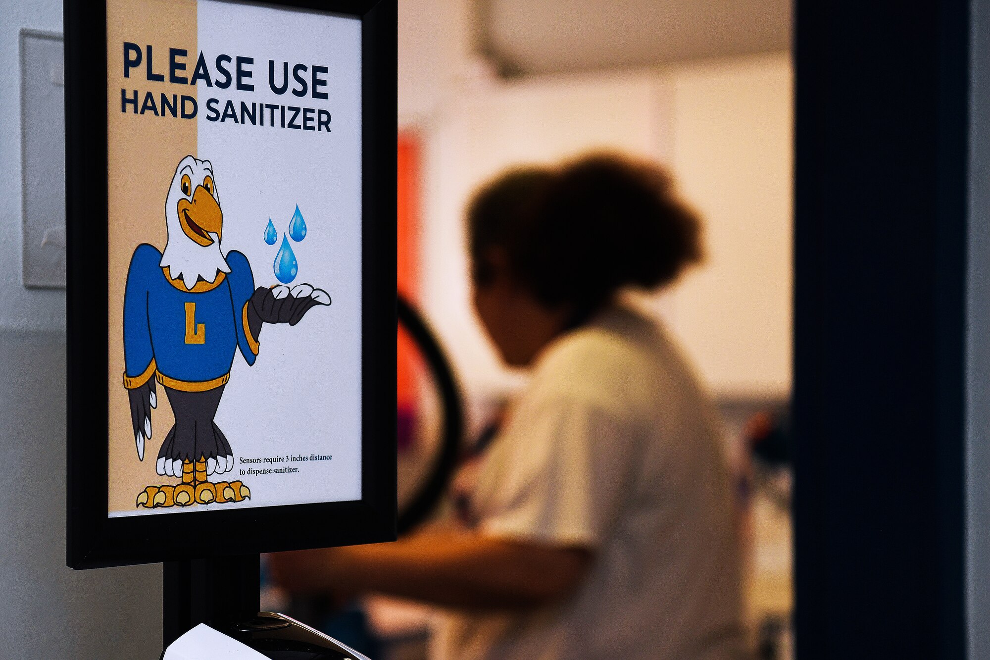 A base contractor cleans a Lakenheath Elementary School classroom at Royal Air Force Lakenheath, England, Aug. 19, 2020. The 48th Civil Engineer Squadron Airmen and base contractors overhauled the tri-base schools focusing on COVID-safe infrastructure upgrades to support school operations, serving over 2,000 students. (U. S. Air Force photo by Senior Airman Shanice Williams-Jones)