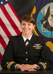 Official portrait of Lt. Cmdr. Cayanne “Peppers” McFarlane, the executive officer of Naval Computer and Telecommunications Station, Sicily.