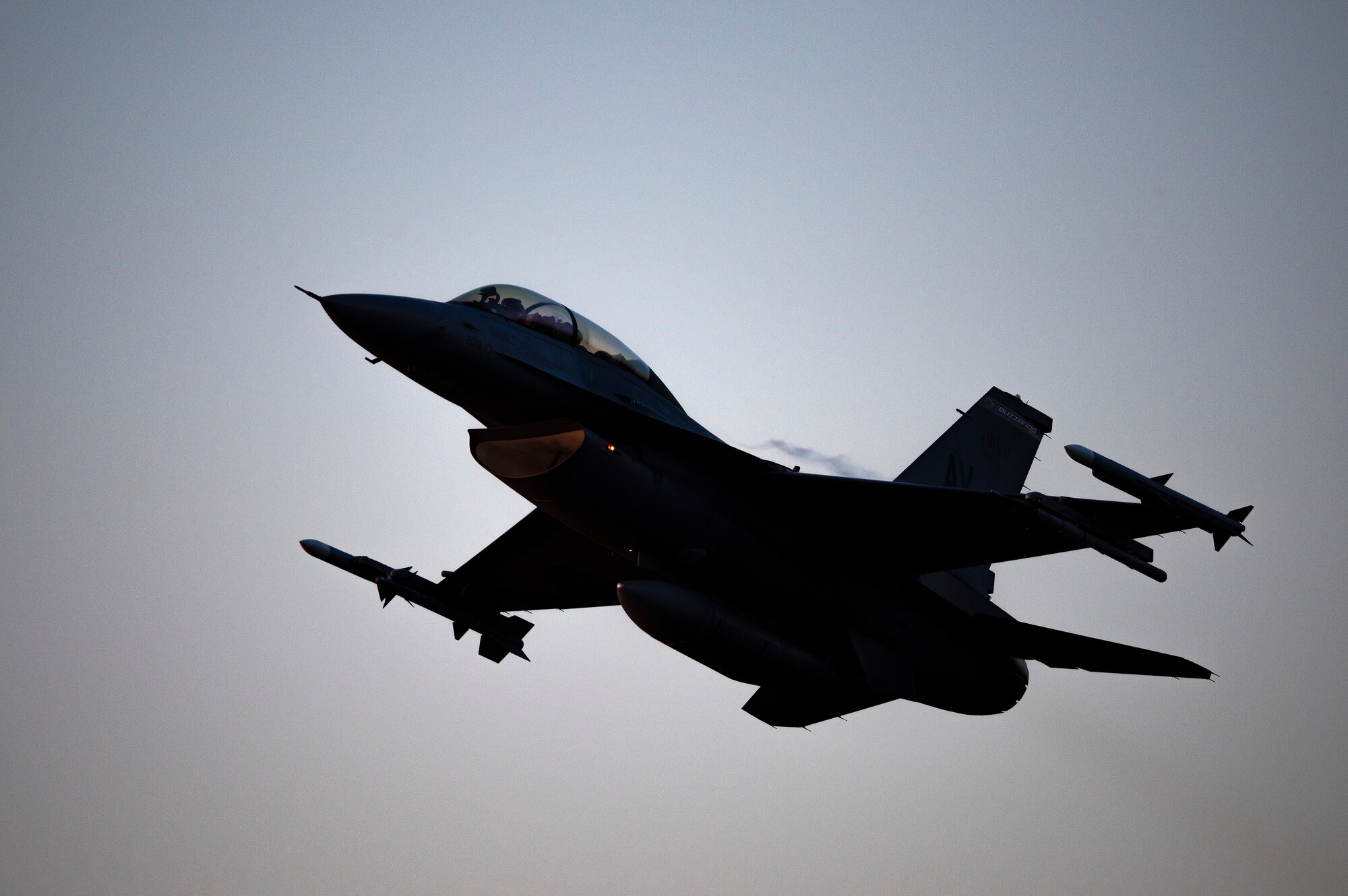 An F-16 Fighting Falcon, assigned to the 510th Fighter Squadron, Aviano Air Base, Italy, flies over Royal Air Force Lakenheath, England, Sept. 9, 2020. The 510th FS is conducting close air support training with the 321st Special Tactics Squadron, the 19th Regiment Royal Artillery and the 2nd Air Support Operations Squadron to improve combat capabilities and interoperability between allied nations. (U.S. Air Force photo by Airman 1st Class Jessi Monte)