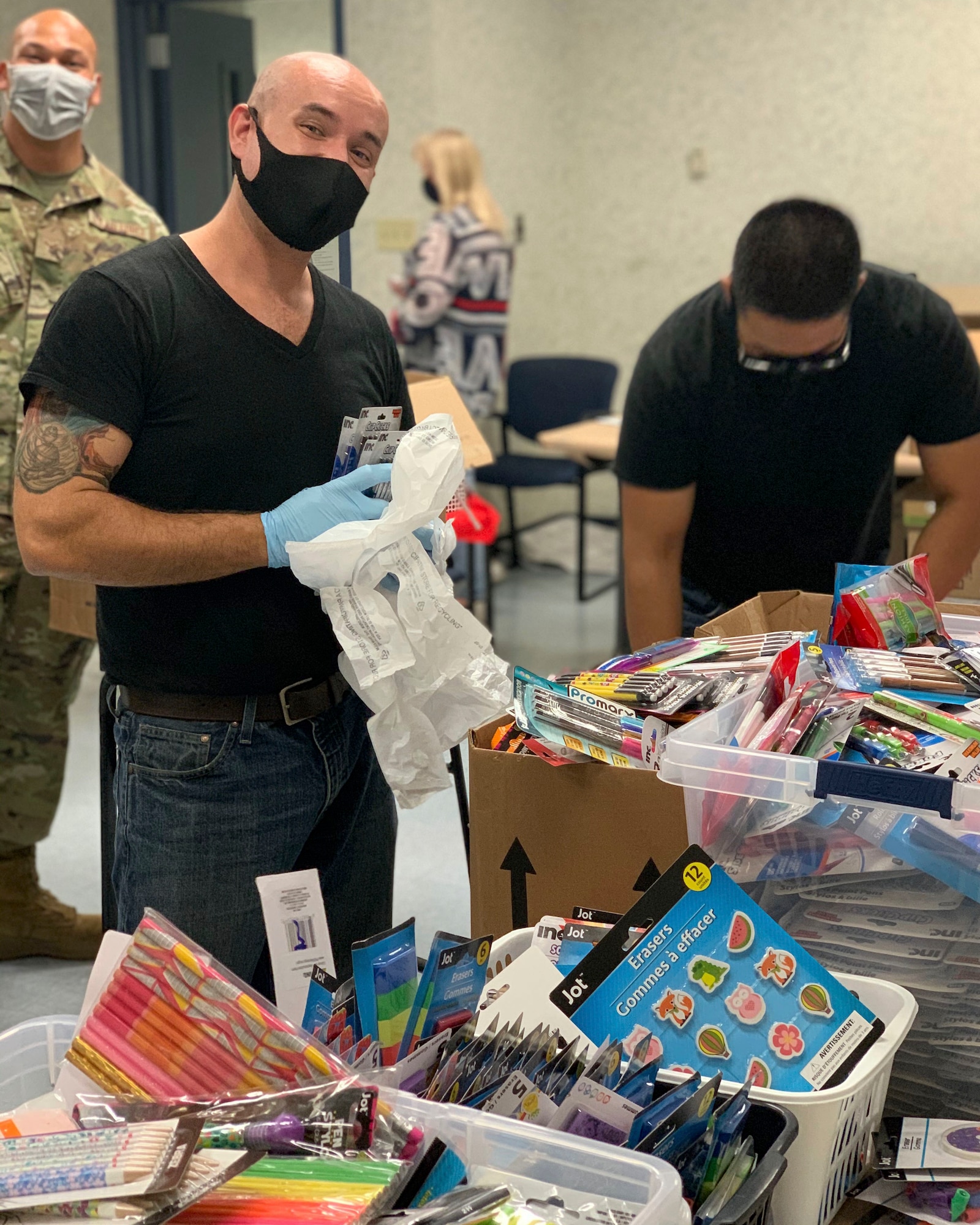The 144th Fighter Wing’s Airman and Family Readiness hosted its annual School Supply Giveaway for military families. Student flight members and volunteers from the Airmen and Family Readiness Office helped to set up the supplies.