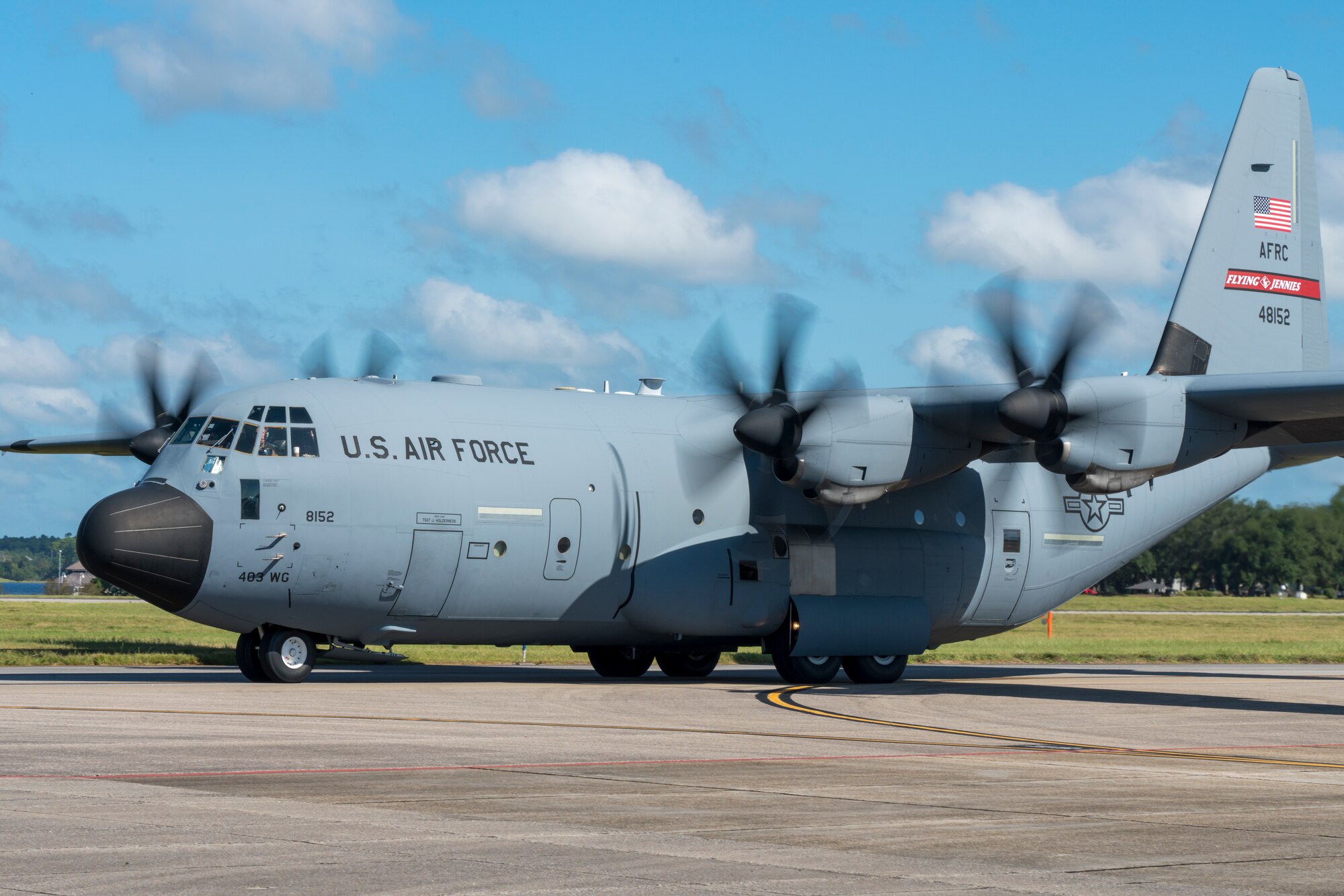 The Air Force Reserve 403rd Wing began evacuating its aircraft due to the impending weather conditions Tropical Sally is forecasted to create Sept. 13, 2020. The 815th Airlift Squadron C-130J "Flying Jennies" and the 53rd Weather Reconnaissance Squadron WC-130J "Hurricane Hunters" relocated to Joint Base San Antonio and Ellington Airport, Texas. The 53rd WRS will continue to fly data collection missions to support the National Hurricane Center from Ellington.
