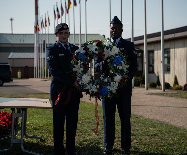 The wreath is a symbolic gesture to honor the first responders who lost their lives during the terrorist attacks to the World Trade Center and Pentagon 19 years ago.