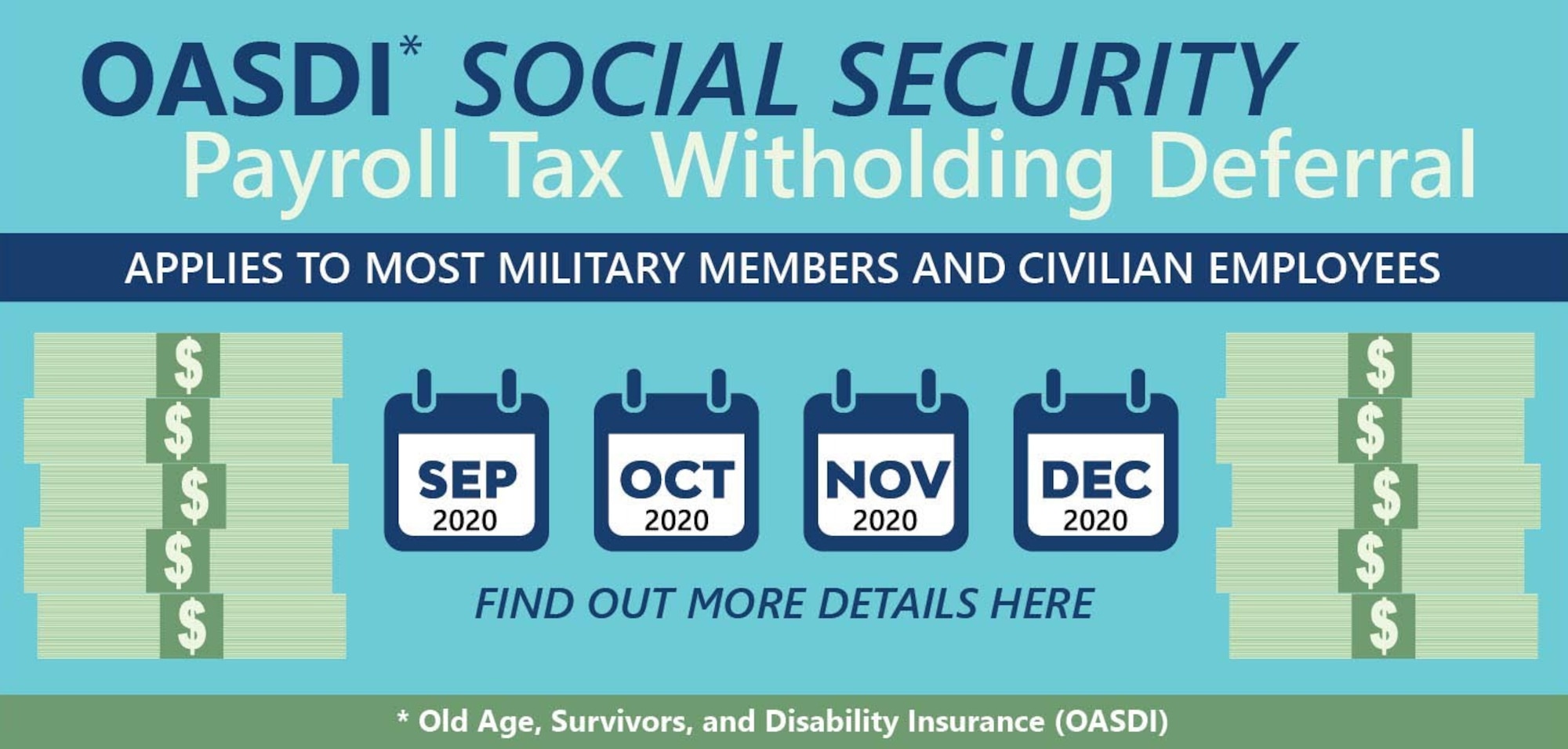 Graphic depicting military personnel and DoD civilians will see a tax break in their paychecks beginning September 2020 through the end of the calendar year.