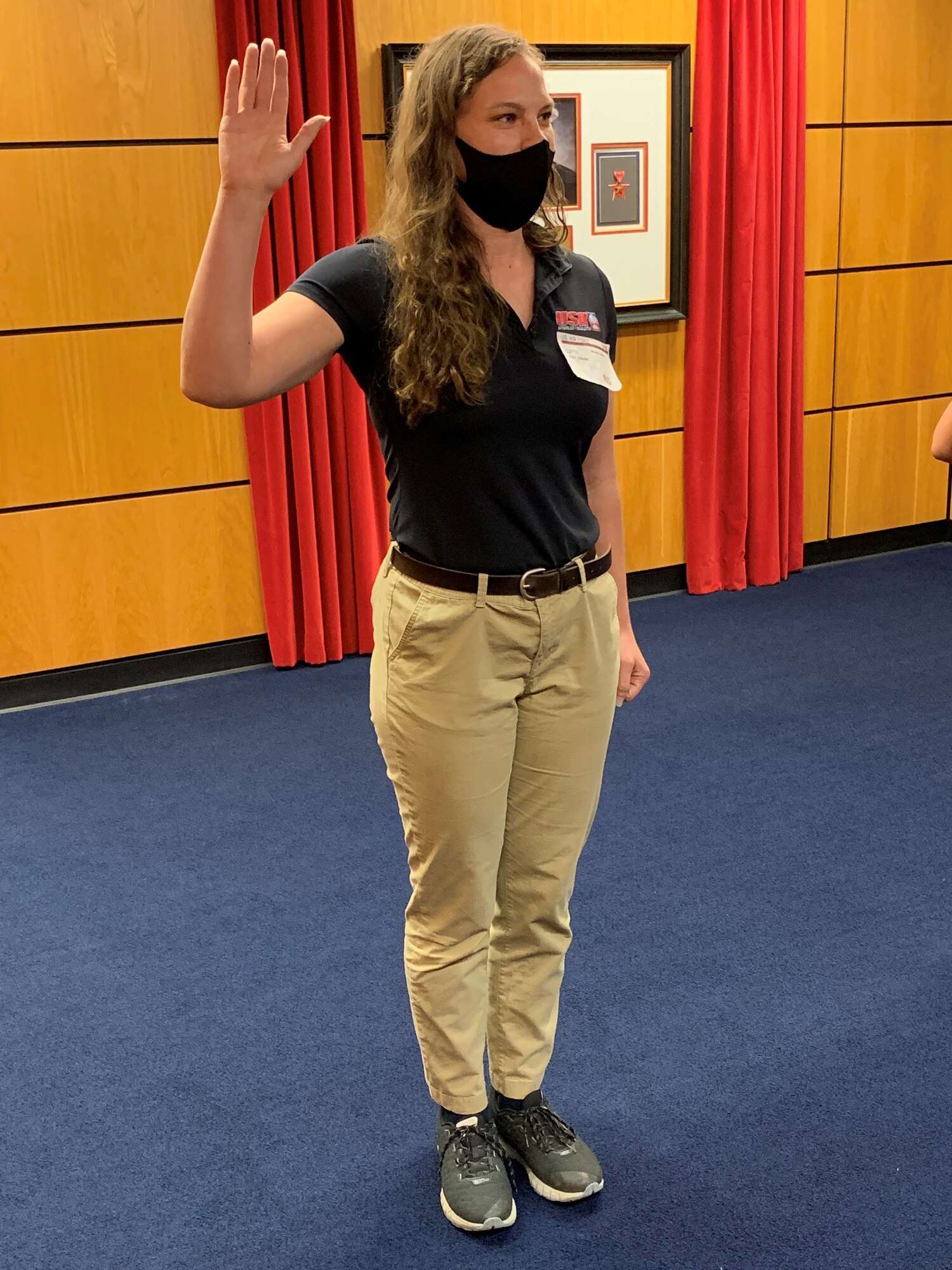 Airman 1st Class Kelly Curtis, a member of USA skeleton team, recently enlisted in the Air Force under the service’s World Class Athlete Program, which will enable her to compete in her sport now and set her up for a career in the Air Force while she is competing.