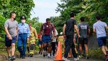 Memorial climb participants walk in honor of the lives lost on 9/11 at Misawa Air Base, Japan, Sept. 11, 2020. Each participant climbed an equivalent of 110 flights in order to honor the 343 firefighters who died rescuing others during 9/11, and to understand what they went through that day. (U.S. Air Force photo by Airman 1st Class China M. Shock)
