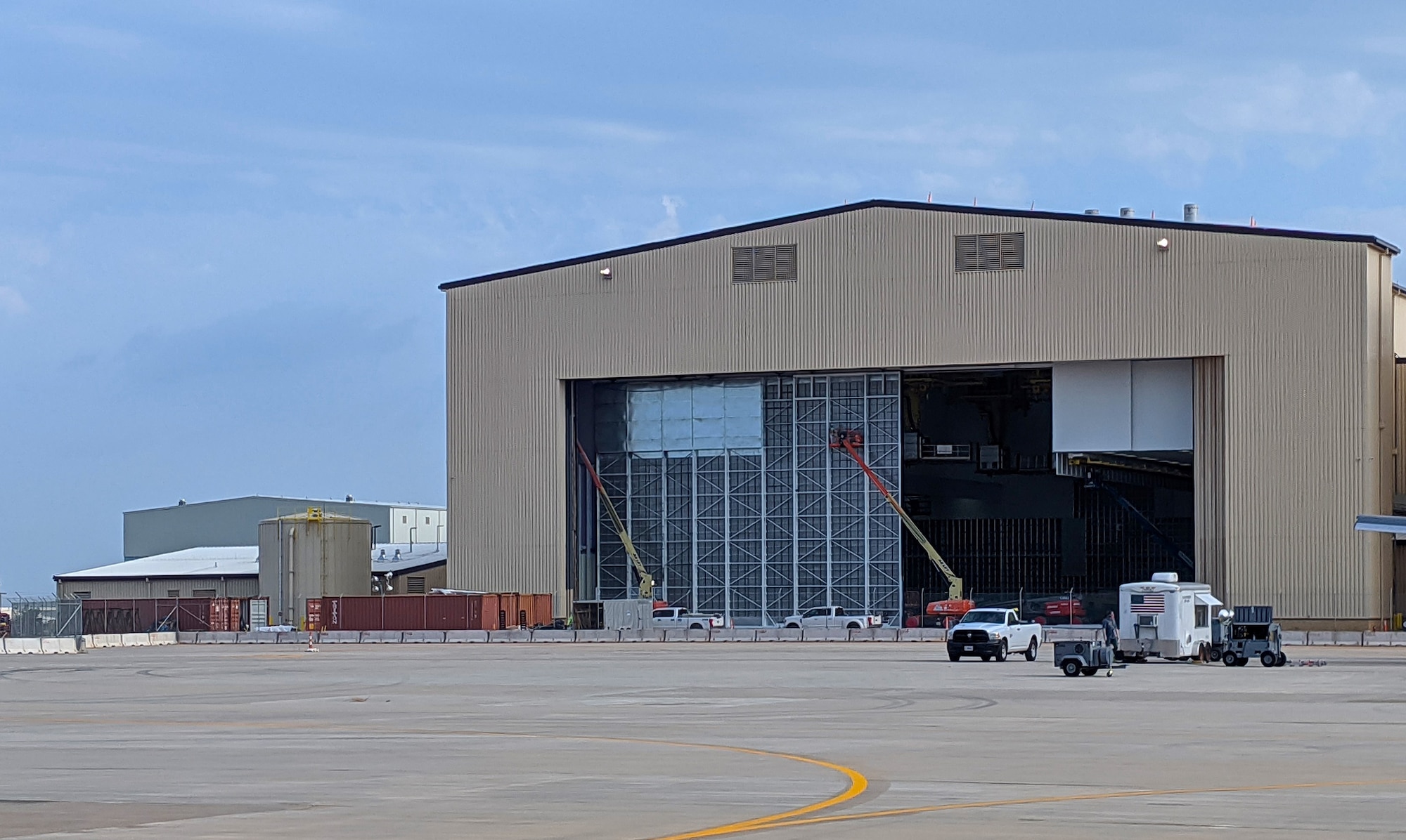 KC-46 corrosion control hangar at Tinker Air Force Base, Oklahoma, a designated maintenance hub for the new refueling tanker. (U.S. Air Force photo)