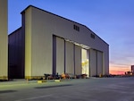 KC-46 depot maintenance hangar exterior at Tinker Air Force Base, Oklahoma. (U.S. Air Force photo)