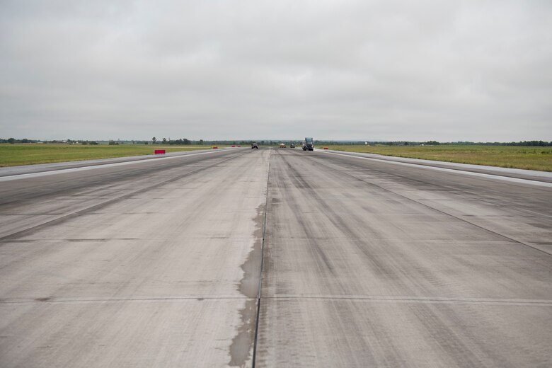 97th Civil Engineer Squadron removes runway rubber.
