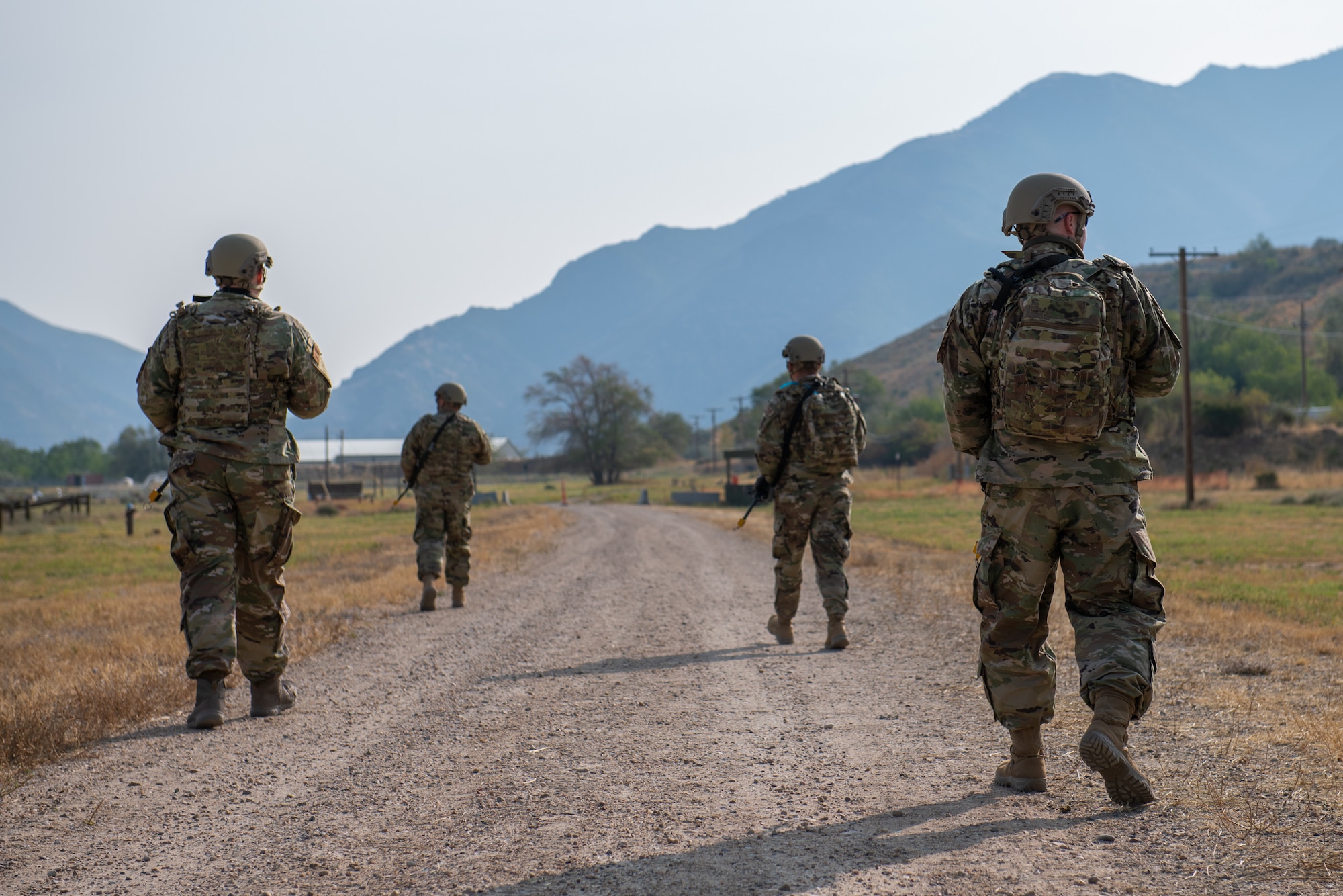 Reservists from the 419th Security Forces Squadron walks in formation during an exercise Sept. 13, 2020, at Hill Air Force Base, Utah.
