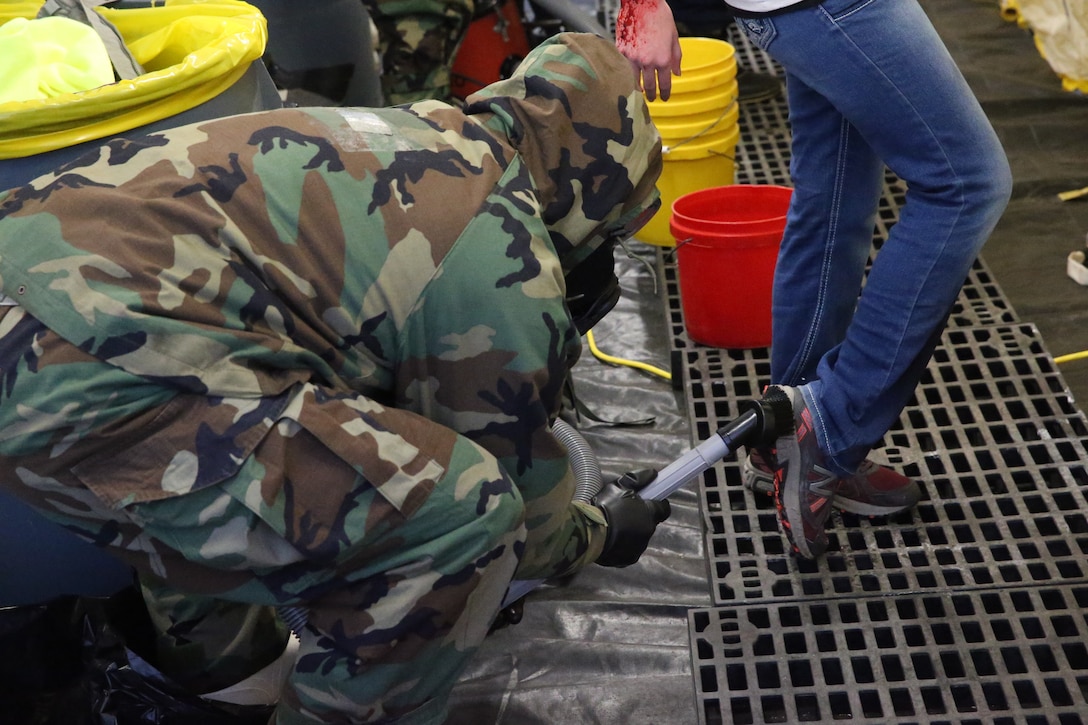 United States Marines and Sailors with Chemical Biological Incident Response Force (CBIRF) participate in cold weather training during Operation Arctic Eagle aboard Fort Wainwright, AL. on Feb. 25, 2020. CBIRF conducted this training to practice responding in the extreme cold. (Official U.S. Marine Corps photo by Lance Cpl. Blakely Graham/Released)