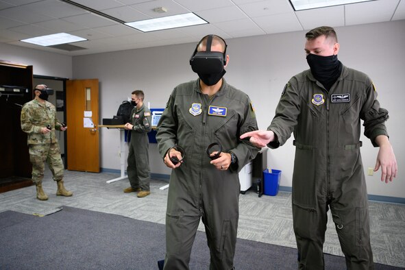 Vice commander wearing virtual reality headset
