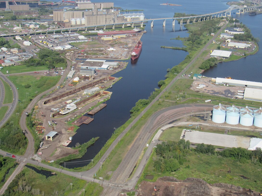 Aerial photo of Howards Bay in Superior, Wisconsin.