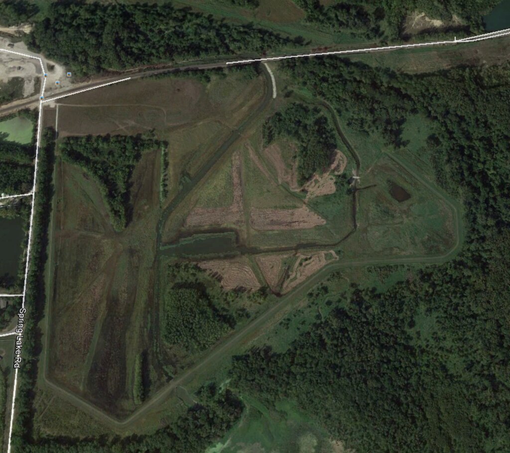 An aerial of the Blackhawk Bottoms area located in south eastern Iowa, Des Moines County, near the confluence of the Skunk and Mississippi Rivers.