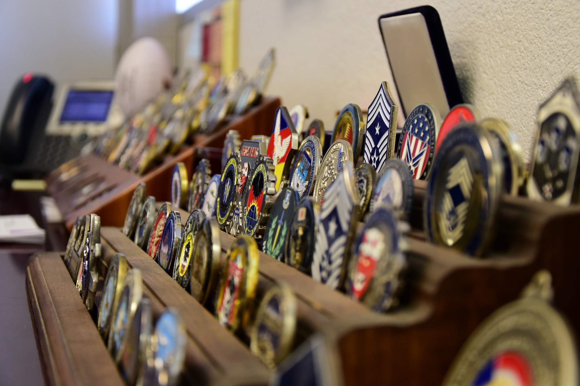 A picture of military coins.