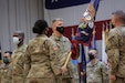 Lt. Col. Brian Wojtasiak, Commander of “Viper 9” and the CONUS Replacement Center, receives the Colors during a Transfer of Authority ceremony at Fort Bliss, Texas, September 11, 2020.