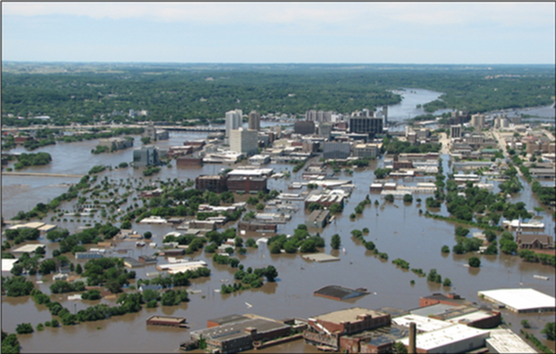 Downtown Cedar Rapids, Iowa, on June 13, 2008 during flood crest.