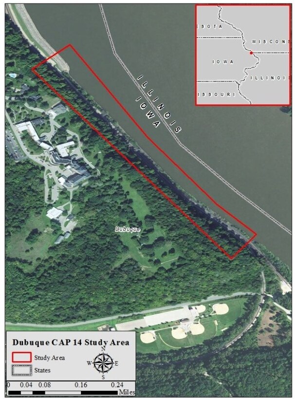 A map of the Dubuque, Iowa, Forced Sewer Study area.