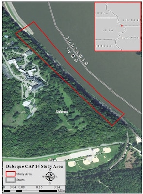 A map of the Dubuque, Iowa, Forced Sewer Study area.