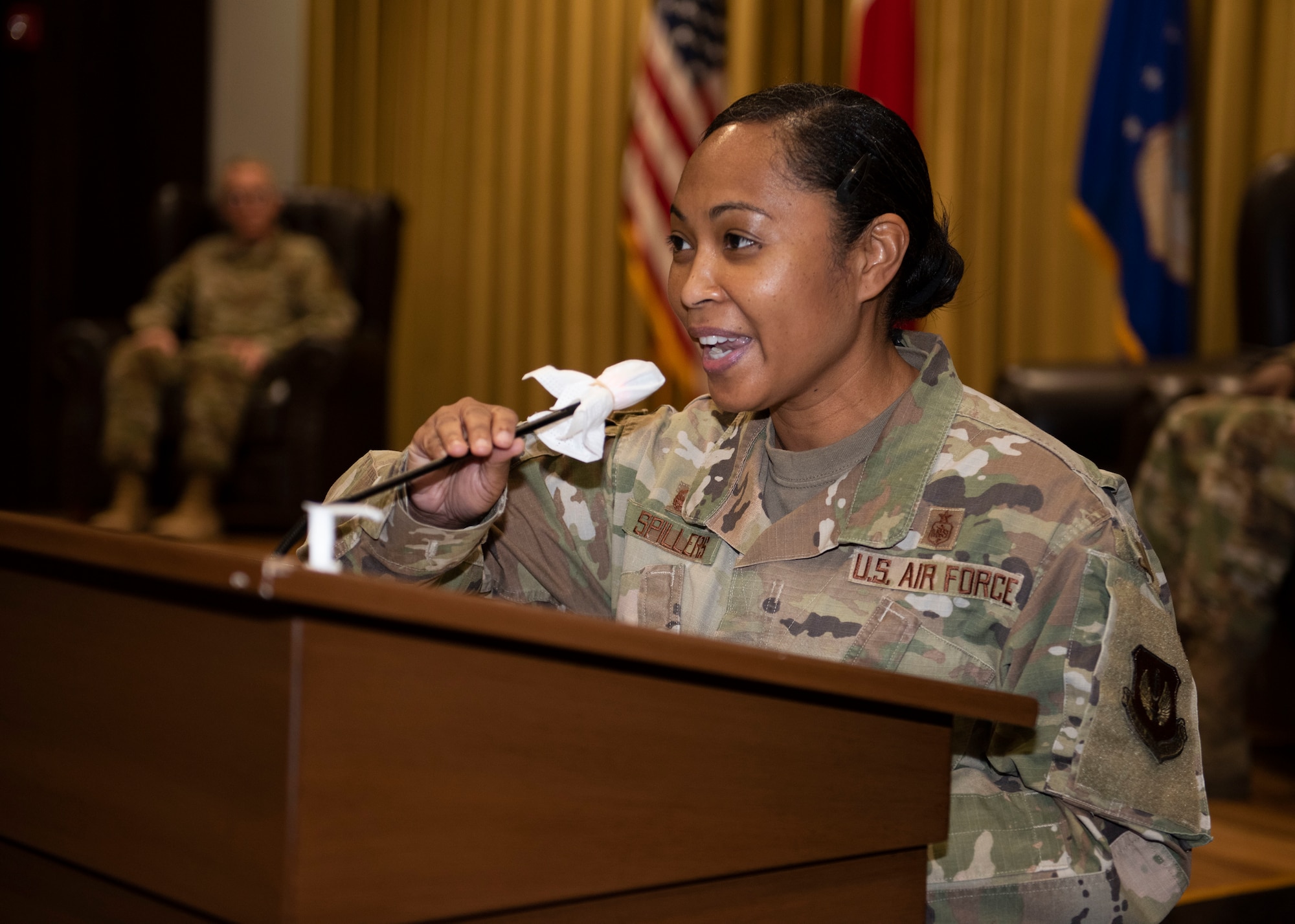 39th HCOS commander gives a speech.