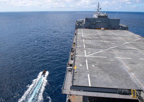 USS Hershel "Woody" Williams (ESB 4); Royal Moroccan Navy's Floreal-class Frigate Mohammad V; photo exercise
