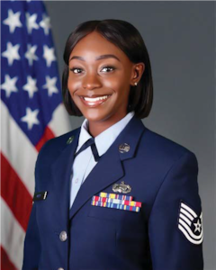 Tech. Sgt. Leah White, a personnel specialist assigned to Headquarters Air Reserve Personnel Center, poses for an official portrait. Recently, White was chosen as a recipient of the Aurora Chamber of Commerce Armed Forces Recognition award, which recognizes the top junior enlisted members in each of the services from within the local community for contributions to their missions. (Courtesy Photo)