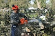 Utah Governor Gary Herbert stand with Soldiers at a debris waste collection site.