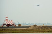 A MQ-9 Reaper approaches the runway during Exercise Agile Reaper Sept. 12, 2020, at Naval Air Station Point Mugu, California. The routine training exercise focuses on rapidly positioning MQ-9s into unfamiliar airfields, relaunching and creating combat effects before detection and targeting. (U.S. Air Force photo by Senior Airman Collette Brooks)