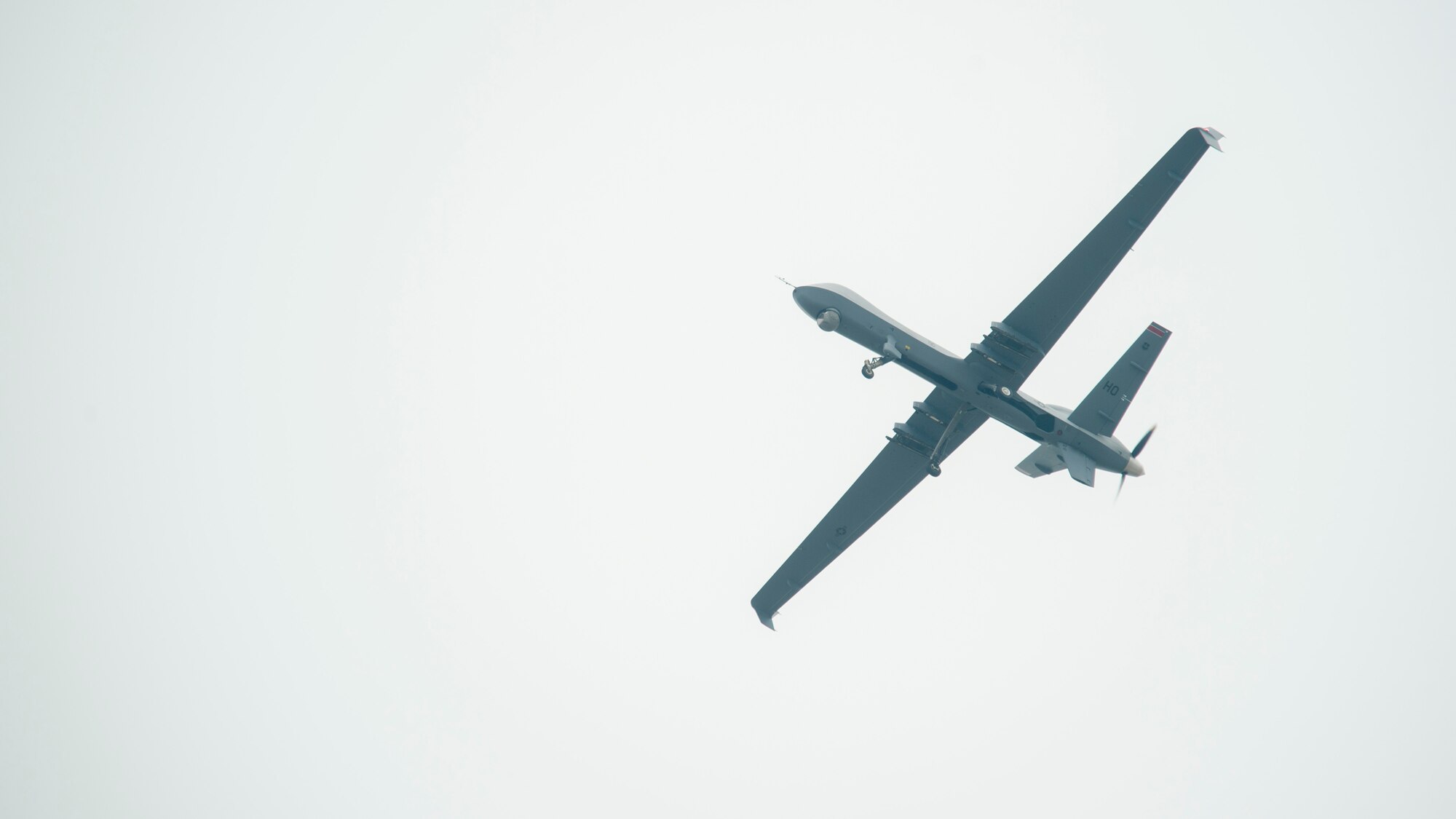 A MQ-9 Reaper soars through the sky during Exercise Agile Reaper Sept. 12, 2020, at Naval Air Station Point Mugu, California. The MQ-9s are a multi-role aircraft equipped to support forces in any environment with persistent intelligence, surveillance, reconnaissance and precision strike. (U.S. Air Force photo by Senior Airman Collette Brooks)