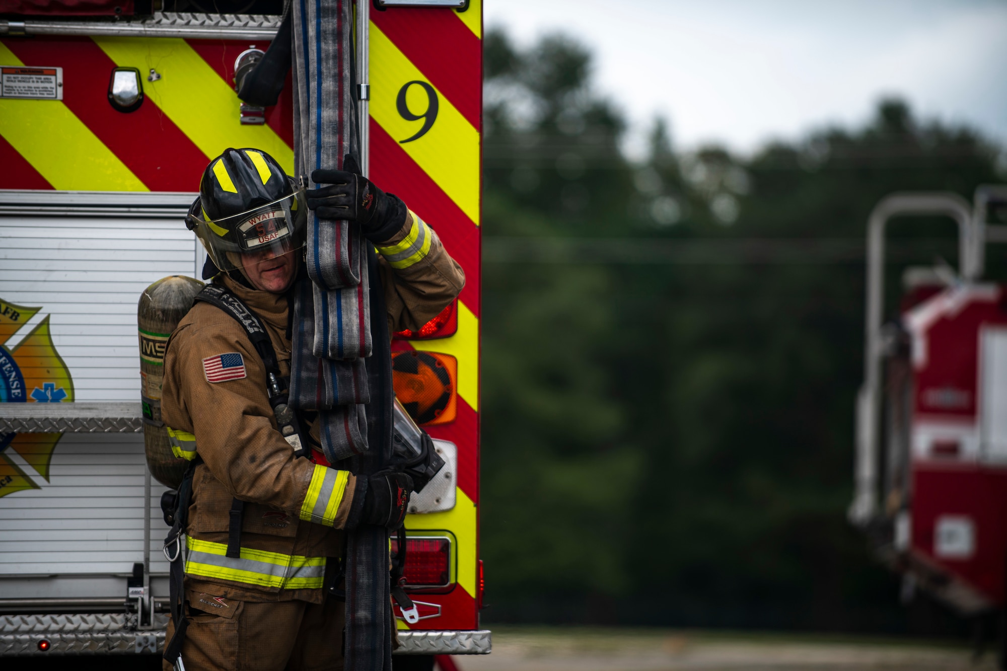 SJAFB Fire Dept. conducts live-fire training to improve readiness and efficiency.