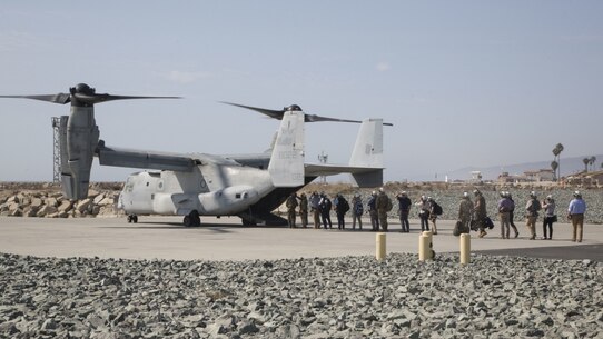 Secretary of Defense, the Honorable Mark T. Esper, arrives at Marine Corps Base Camp Pendleton, Calif., Sept. 17, 2020. Esper engaged with U.S. Marines and sailors at Camp Pendleton, Marine Corps Recruit Depot San Diego, and aboard naval vessels USS Carl Vinson and USS Richard Bonhomme. (U.S. Marine Corps photo by Lance Cpl. Julian Elliott-Drouin)